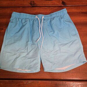 Men's Bathing Suit Shein Large Blue Ombre Mesh-lined Elastic Draw-string Waist